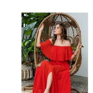 Off The Shoulder Poppy Maxi Dress - Size Large